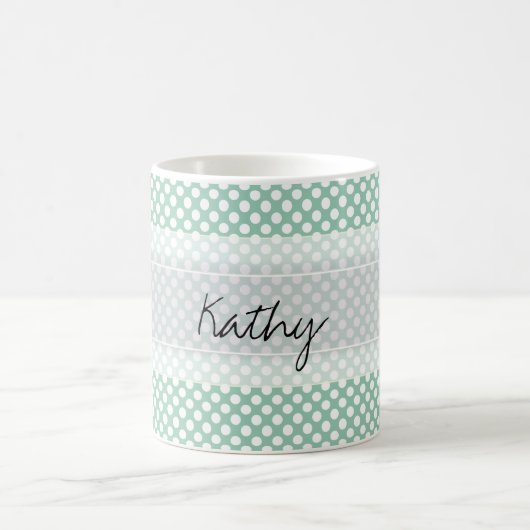 Monogram Mint Green Cute Chic Polka Dot Patroon Koffiemok (Center)