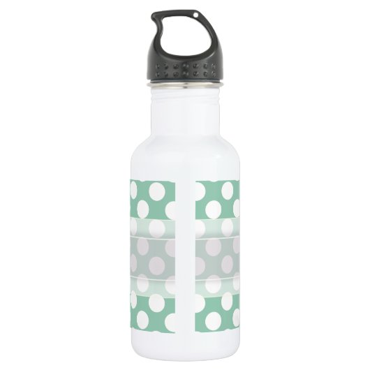 Monogram Mint Green Cute Chic Polka Dot Patroon Waterfles (Achterkant)