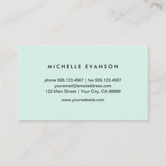 Monogram Mint Green en Black Floral Wreath Visitekaartje (Achterkant)