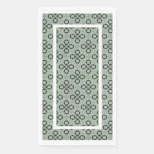 Monogram Mint Green en Black Retro Pattern Servet (Voorkant)