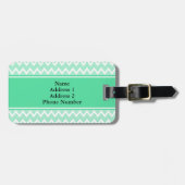 Monogram Mint Green en White Chevron Pattern Bagagelabel (Voorkant horizontaal)
