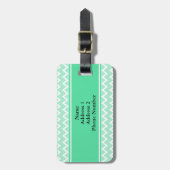 Monogram Mint Green en White Chevron Pattern Bagagelabel (Voorkant verticaal)
