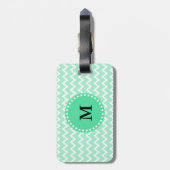 Monogram Mint Green en White Chevron Pattern Bagagelabel (Achterkant verticaal)