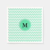 Monogram Mint Green en White Chevron Pattern Servetten (Voorkant)
