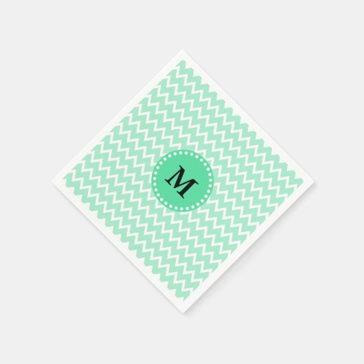 Monogram Mint Green en White Chevron Pattern Servetten (Hoek)