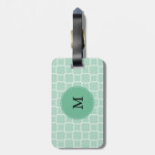 Monogram Mint Green en White Quatrefoil Pattern Bagagelabel (Achterkant verticaal)