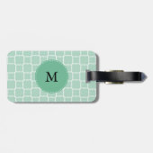 Monogram Mint Green en White Quatrefoil Pattern Bagagelabel (Achterkant horizontaal)