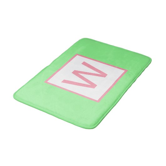 Monogram Mint Groen Pastel Roze Badmat (Gekanteld)