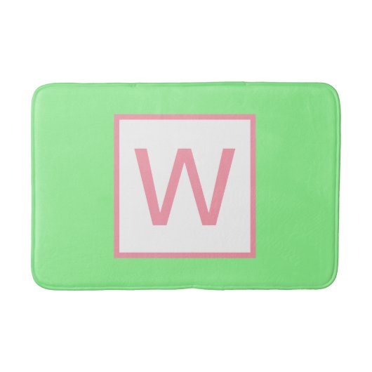 Monogram Mint Groen Pastel Roze Badmat (Voorkant)