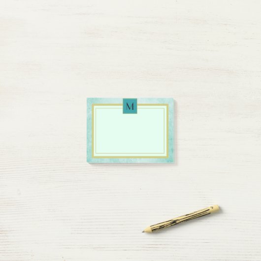 Monogram Mint groen  textuur Post-it® Notes (Op bureau)
