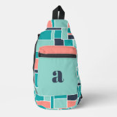 Monogram Mint Groene koraal geometrische kunst Sling Bag (Voorkant)