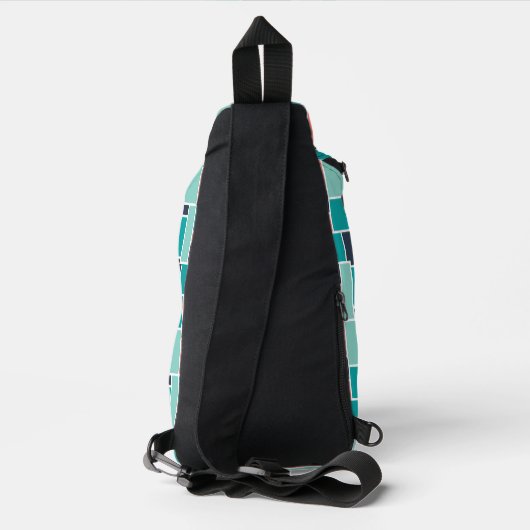 Monogram Mint Groene koraal geometrische kunst Sling Bag (Achterkant)