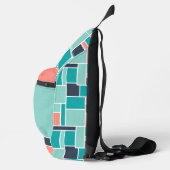 Monogram Mint Groene koraal geometrische kunst Sling Bag (Rechts)