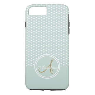 Monogram Mint Hearts iPhone 8/7 Plus Hoesje