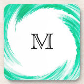 Monogram Mint Swirl Abstracte Kunst Onderzetter (Voorkant)