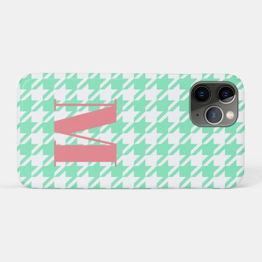 Monogram Mint White Pepita Houndstooth Pattern Case-Mate iPhone Case (Achterkant (horizontaal))