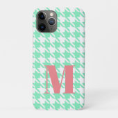 Monogram Mint White Pepita Houndstooth Pattern Case-Mate iPhone Case (Achterkant)