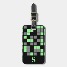 Monogram Mintgroen, Zwart, Grijs Mozaïek Vierkant