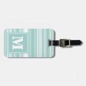 Monogram mintgroene strepen bagagelabel (Voorkant horizontaal)