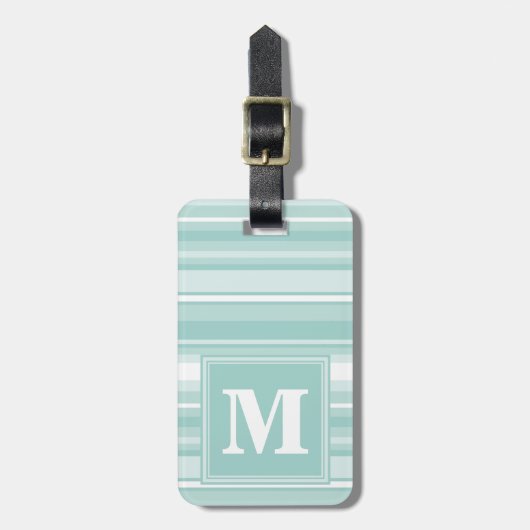 Monogram mintgroene strepen bagagelabel (Voorkant verticaal)