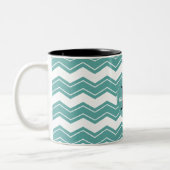 Monogram minty chevron tweekleurige koffiemok (Links)