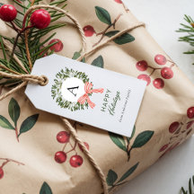 Monogram Mistletoe Gelukkig Feest Krans Rode Strik