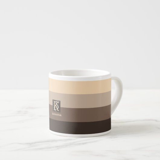 Monogram mocha Latte Color Palette Stripes Espresso Kop (Voorkant rechts)