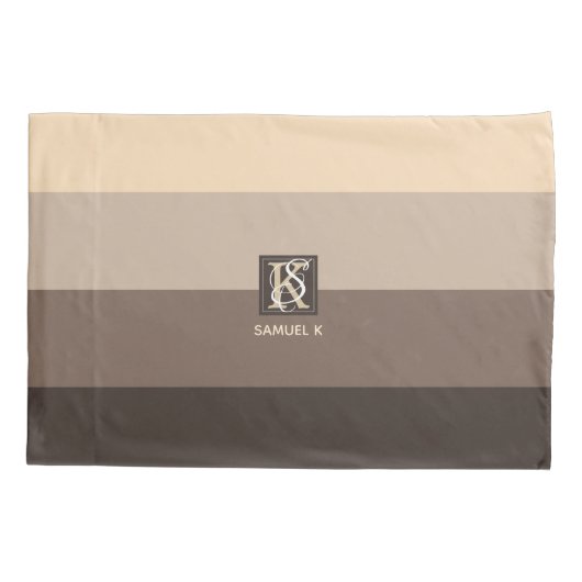 Monogram mocha Latte Color Palette Stripes Kussensloop (Achterkant)