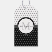 Monogram Mod Black en White Polka Dots met naam Cadeaulabel (Voorkant)