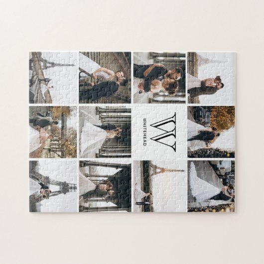 Monogram Modern 9 Foto Collage White Legpuzzel (Horizontaal)