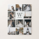 Monogram Modern 9 Foto Collage White Legpuzzel<br><div class="desc">Voeg 11 foto's van uw familie of trouwdag toe en voeg uw eigen monogram toe. Iedereen zal het leuk vinden om deze puzzel bij elkaar te brengen.</div>