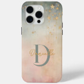 Monogram Modern Abstract Custom Name Stars Roze Case-Mate iPhone Case (Achterkant)