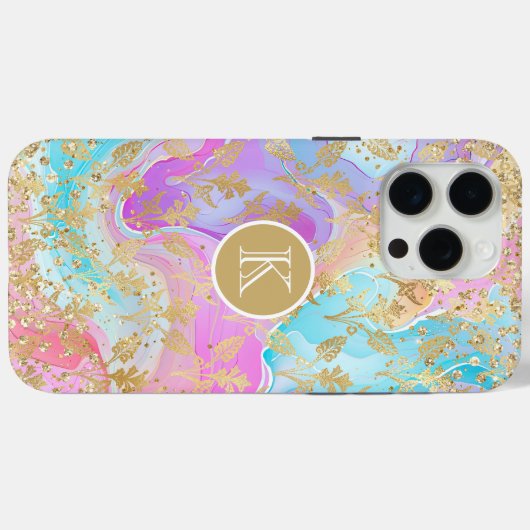 Monogram Modern Abstract Glitter Gepersonaliseerd Case-Mate iPhone Case (Achterkant (horizontaal))