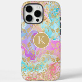 Monogram Modern Abstract Glitter Gepersonaliseerd iPhone 16 Pro Max Hoesje
