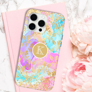 Monogram Modern Abstract Glitter Gepersonaliseerd iPhone 15 Pro Max Hoesje