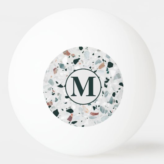 Monogram Modern Abstract Terrazzo Patroon Pingpongbal (Voorkant)
