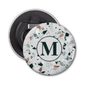 Monogram Modern Abstract Terrazzo Pattern Button Flesopener (Voorkant)