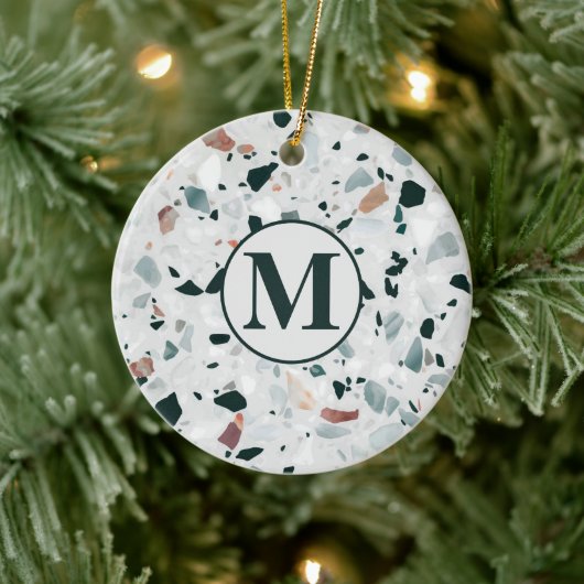 Monogram Modern Abstract Terrazzo Pattern Keramisch Ornament (Boom)