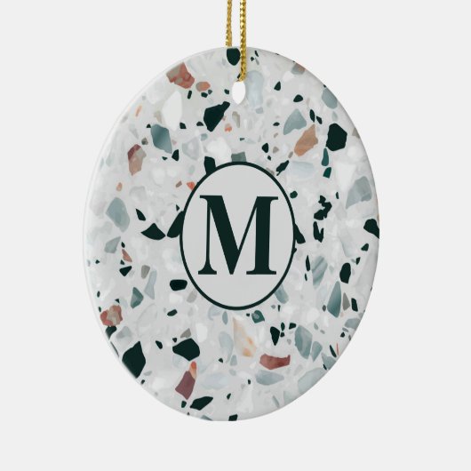 Monogram Modern Abstract Terrazzo Pattern Keramisch Ornament (Rechts)
