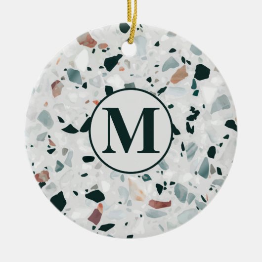 Monogram Modern Abstract Terrazzo Pattern Keramisch Ornament (Voorkant)