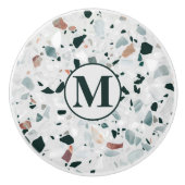 Monogram Modern Abstract Terrazzo Pattern Keramische Knop (Voorkant)