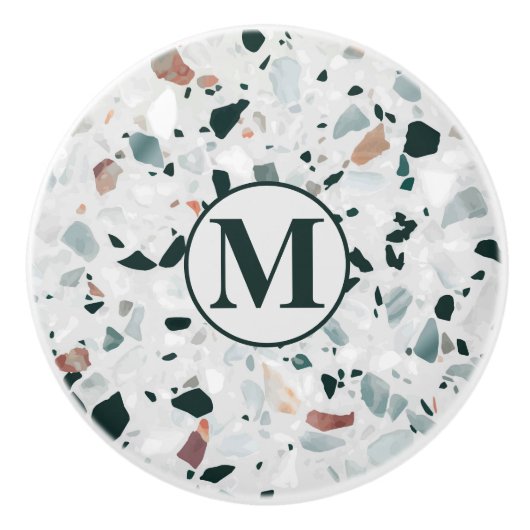 Monogram Modern Abstract Terrazzo Pattern Keramische Knop (Voorkant)