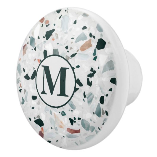 Monogram Modern Abstract Terrazzo Pattern Keramische Knop (Rechts)