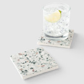 Monogram Modern Abstract Terrazzo Pattern Stenen Onderzetter (Zijkant)