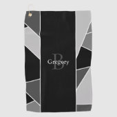 Monogram Modern Abstract Zwart wit Golfhanddoek (Voorkant)
