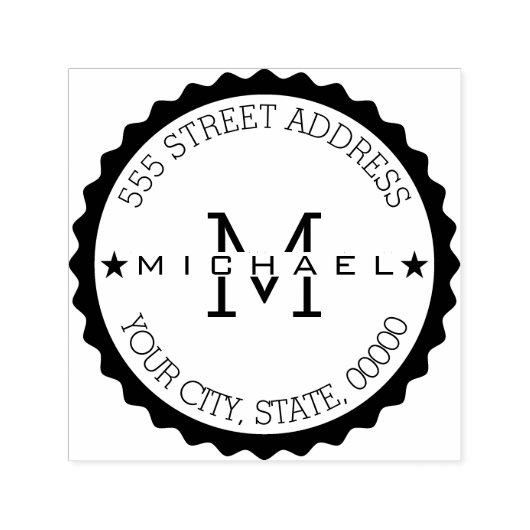 Monogram Modern Adres van de Terugkeer van het Man Zelfinktende Stempel (Design)