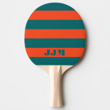 Monogram Modern Aqua Blauw, Oranje Koraal Streep