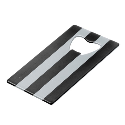 Monogram modern Art Deco Black en Silver Stripes Creditkaart Flessenopener (Achterkant Gekanteld)
