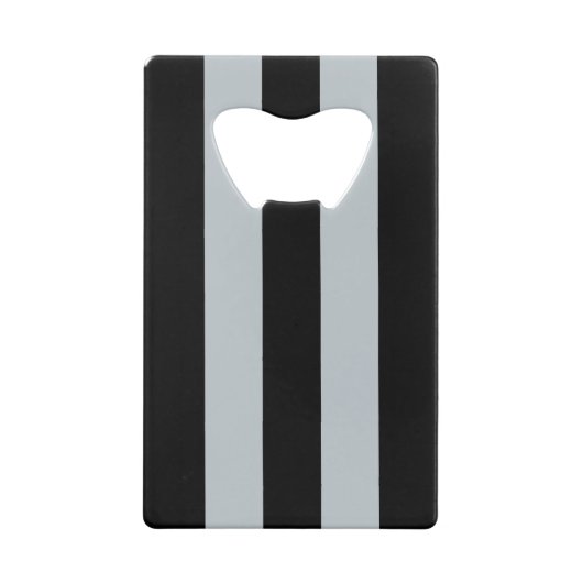 Monogram modern Art Deco Black en Silver Stripes Creditkaart Flessenopener (Achterkant)
