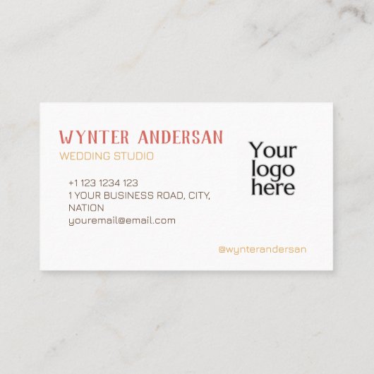 Monogram Modern Berry Minimalist Custom Logo Naam Visitekaartje (Achterkant)